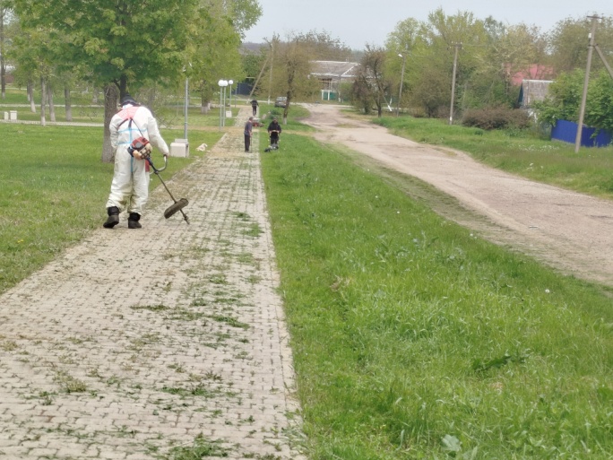 Жители станицы Геймановской произвели покос и уборку скошенной растительности с территории парка